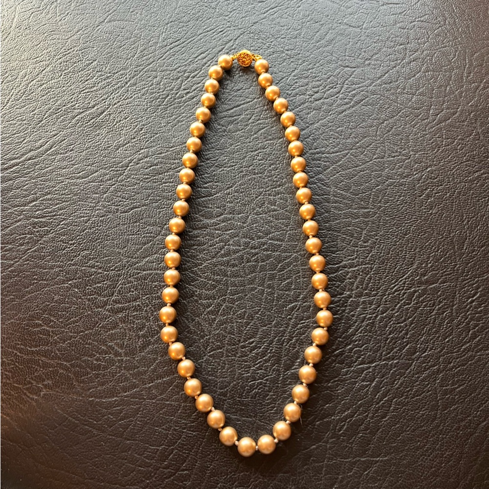 Bronze Pearl Necklace with Gold Clasp